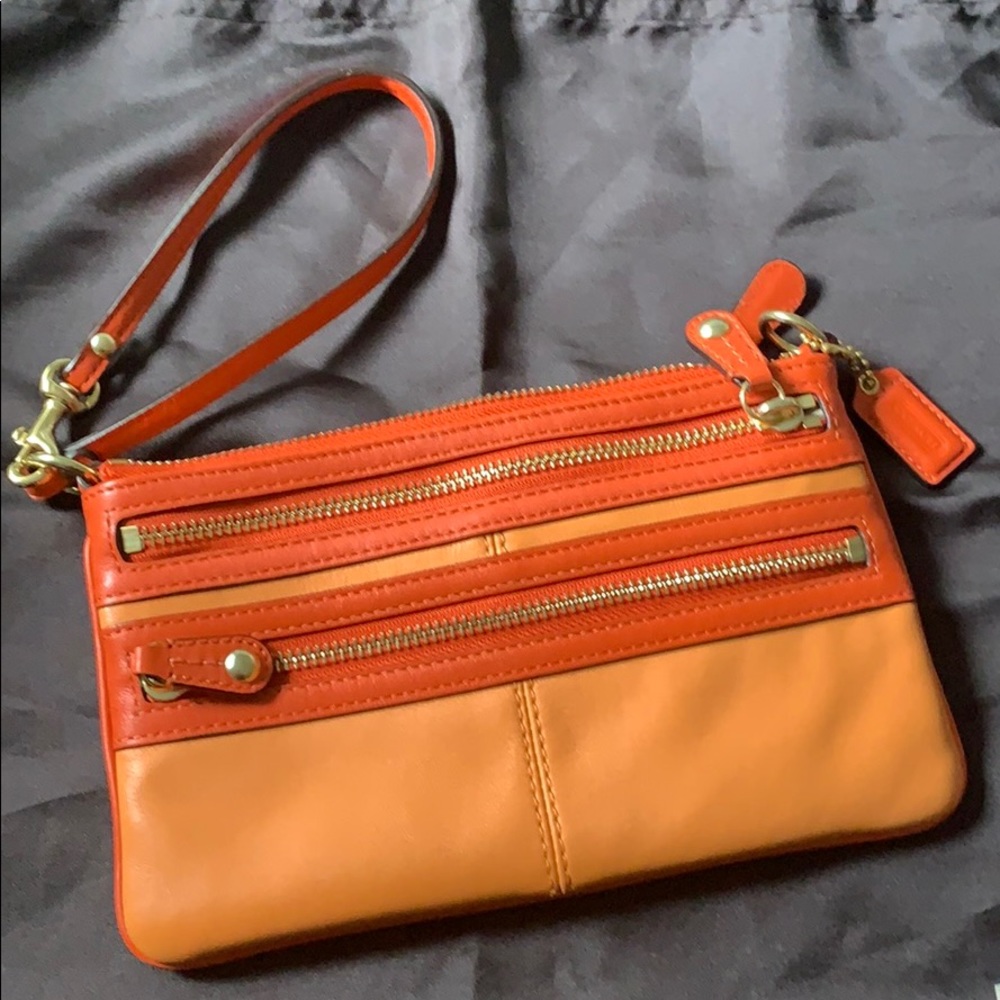 SOLD Coach “Bonnie Cashin” Large Leather Wristlet